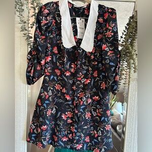NWT Zara dark floral dress with collar